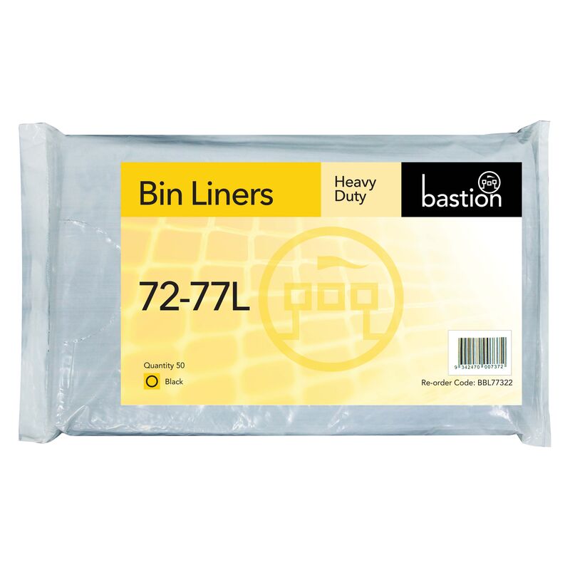 72 77 Litre Heavy Duty Bin Liners Black