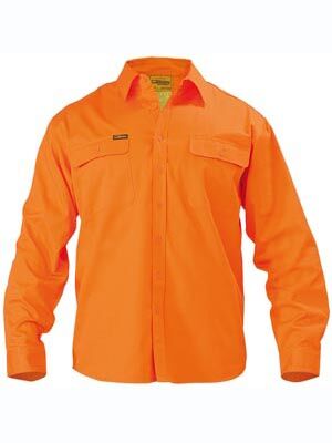 BISLEY HiVis Mens Drill LS Shirt