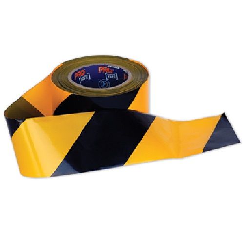 A roll of Barricade Tape Yellow Black