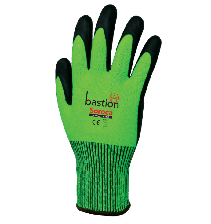 Bastion Hi Vis Green Cut 5 Gloves 