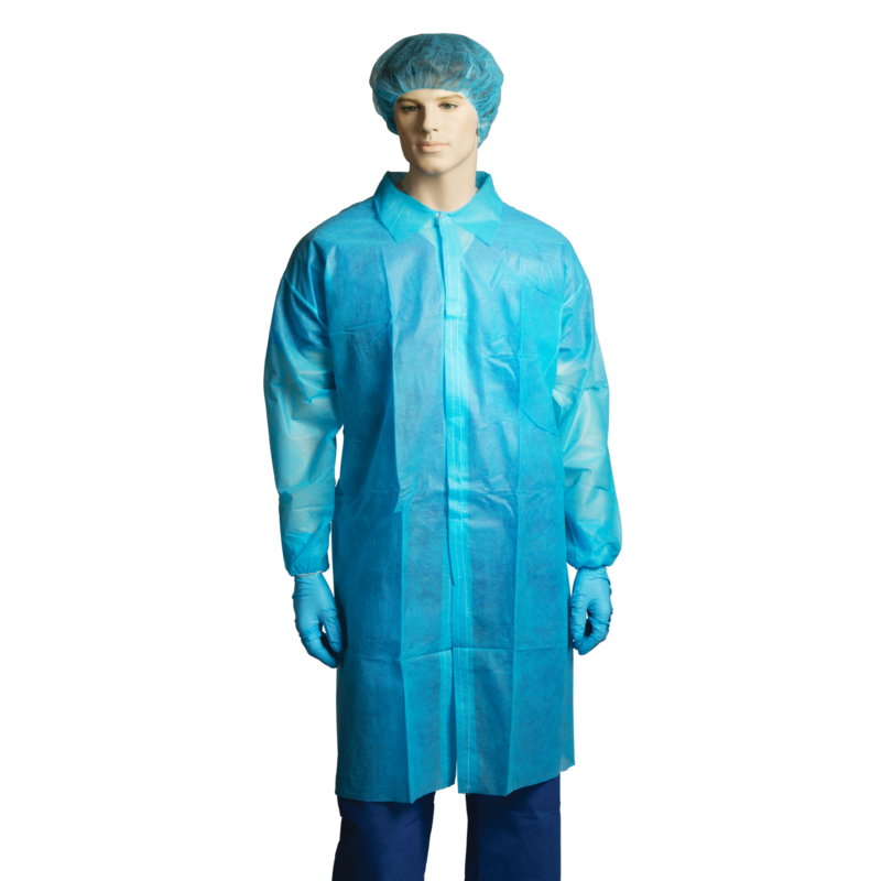 Bastion Polypropylene Labcoat No Pocket Blue Carton100