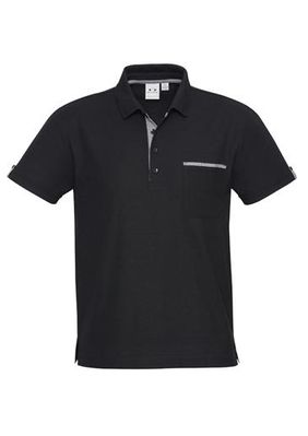 The front of a black Edge Polo Shirt