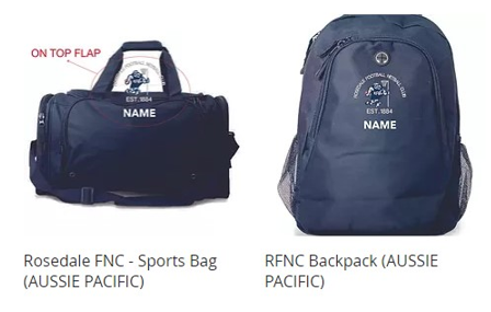 Embroidery   RFNC front logo sports bags