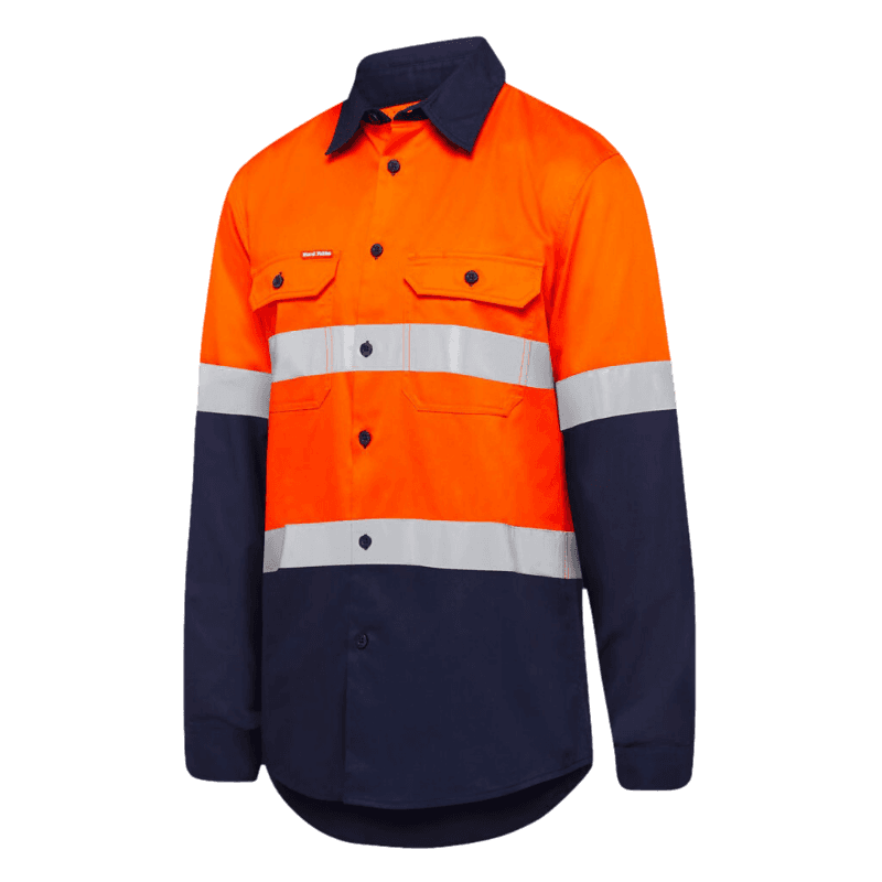 Hard Yakka Hi Vis LS 2 Tone Taped Vented Shirt