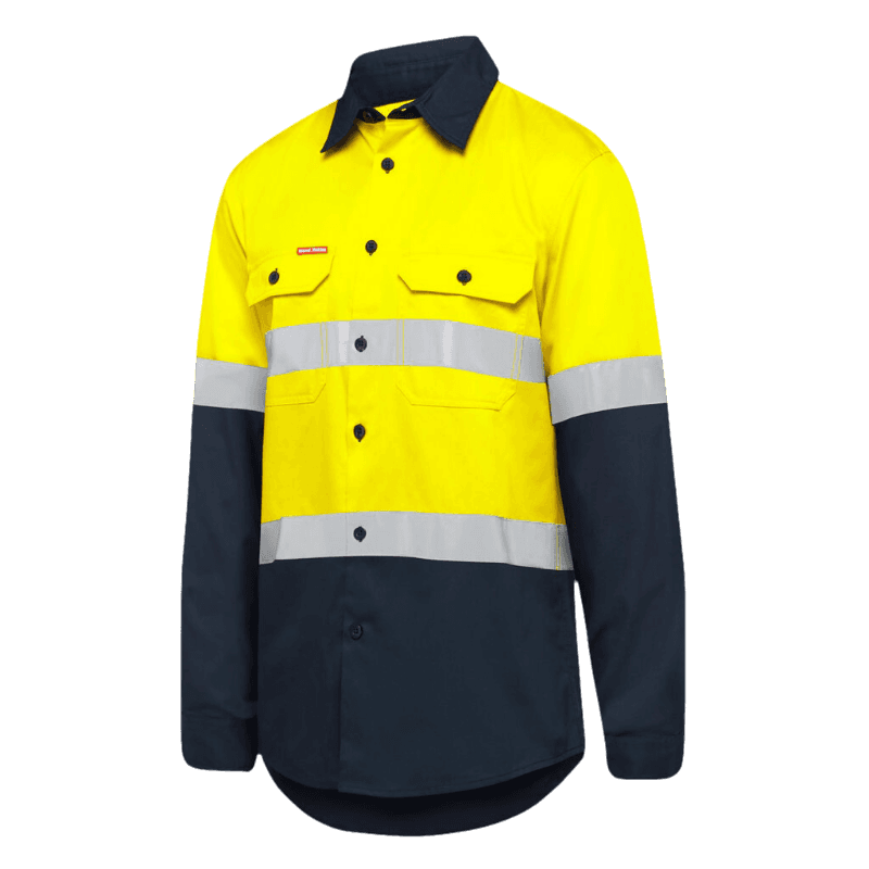 Hard Yakka Hi Vis LS 2 Tone Taped Vented Shirt