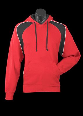 A red Huxley Hoodie with blue