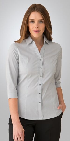 Ladies 34 Sleeve Pinfeather Shirt 