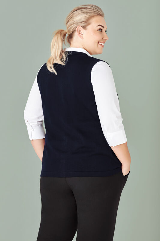 Ladies Button Front Knit Vest 