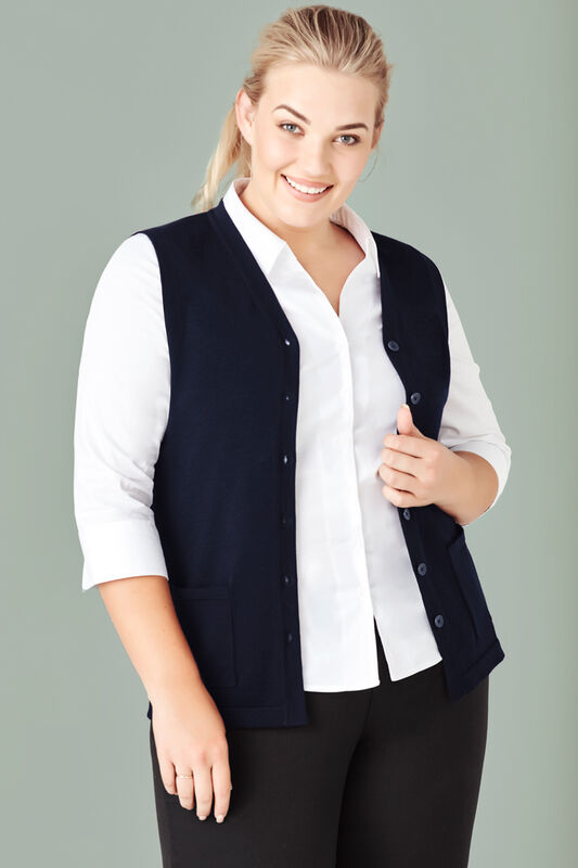 Ladies Button Front Knit Vest 