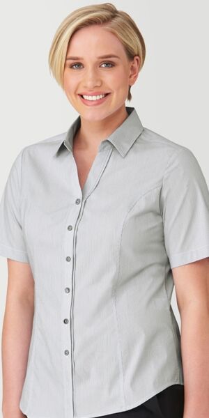 Ladies Short Sleeve Pinfeather Shirt 