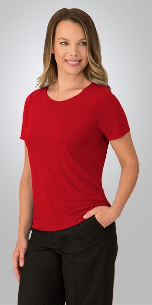 Ladies Short Sleeve Smart Knit Top 