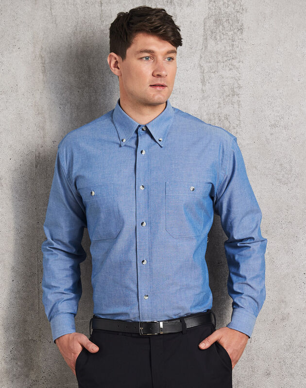 Menand39s Long Sleeve Chambray Shirt