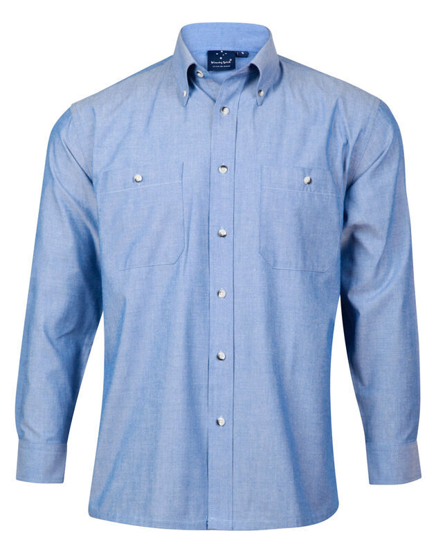 Menand39s Long Sleeve Chambray Shirt