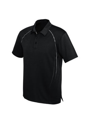 The front of a black Mens Cyber Polo shirt