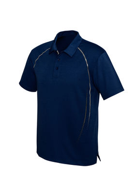 The front of a black blue Cyber Polo shirt