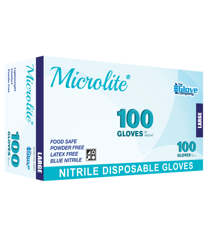Microlite Nitrile Disposable Gloves Blue Box100