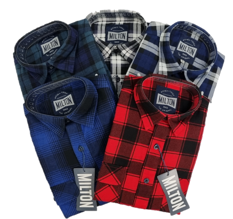 Milton Half Button Flannelette Shirt  2 Pack