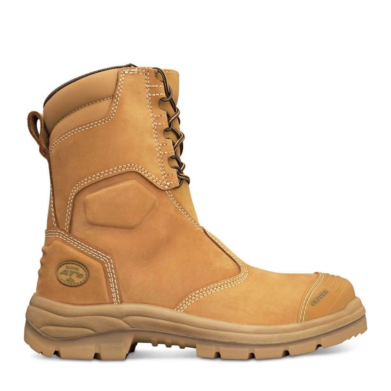 Oliver 55 385 200mm Hi Leg Wheat Zip Sided Safety Boot