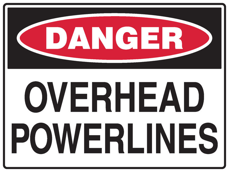 Overhead Powerlines Sign