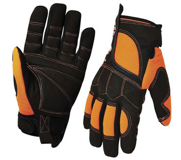 A pair of orange and black PRO Vibe Gloves