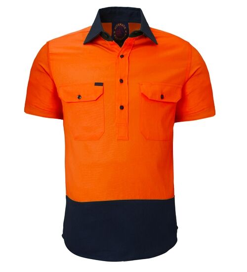 Ritemate Closed Front SS 2 Tone Shirt