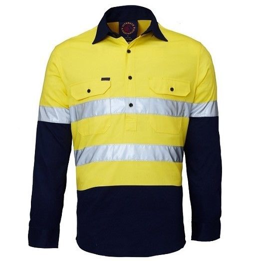 Ritemate Hi Vis Closed Front Reflective LS Shirt