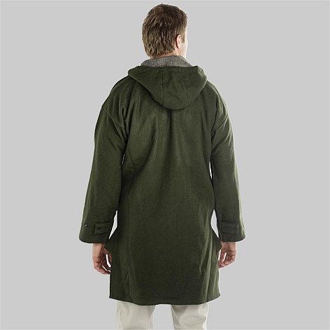 The back of a man wearing a Swanndri Bushshirt jacket