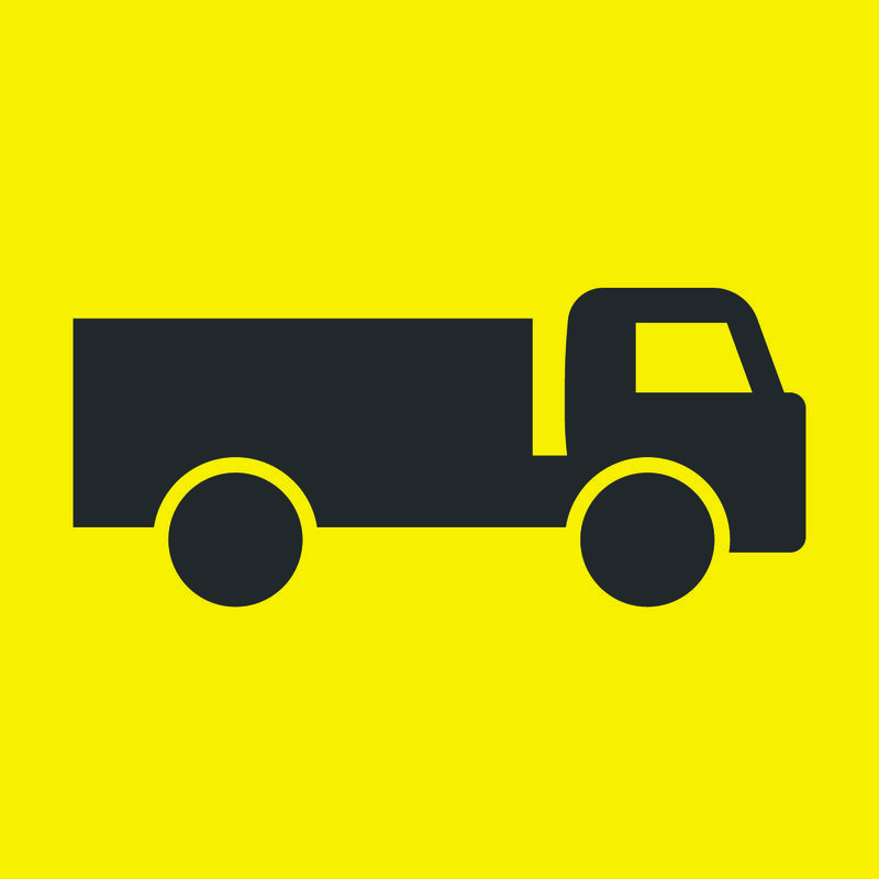 Black and Yellow Truck Symbol Sign