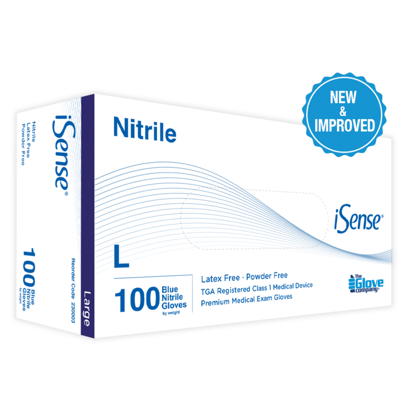 iSense Nitrile Disposable Gloves Blue Box100