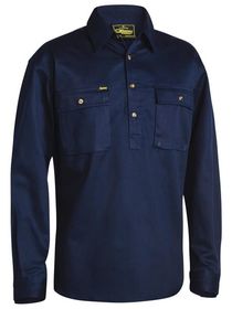 Bisley Closed Front Cotton Drill L/S Shirt 