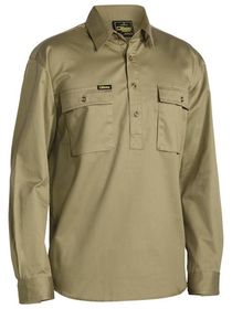 Bisley Closed Front Cotton Drill LS Shirt 