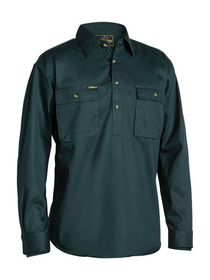 Bisley Closed Front Cotton Drill LS Shirt 