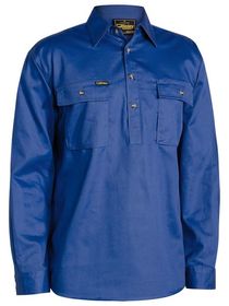 Bisley Closed Front Cotton Drill LS Shirt 