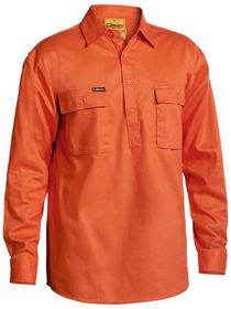 Bisley Closed Front Cotton Drill LS Shirt 