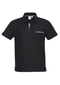 The front of a black Edge Polo Shirt