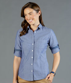 Gloweave Ladies Chambray Dobby Casual Slim Fit Shirt