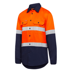 Hard Yakka Hi Vis LS 2 Tone Taped Vented Shirt