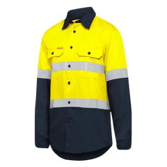 Hard Yakka Hi Vis LS 2 Tone Taped Vented Shirt