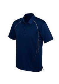 The front of a black blue Cyber Polo shirt