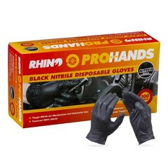 Rhino ProHands Black Nitrile Disposable Gloves