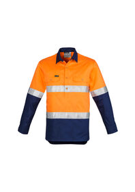 Syzmik Mens Hi-Vis Closed Front L/S Shirt - Hoop Taped