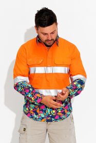 TradeMutt Ventura Men's HiVis Half Button Work Shirt