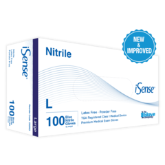 iSense® Nitrile Disposable Gloves, Blue, Box/100